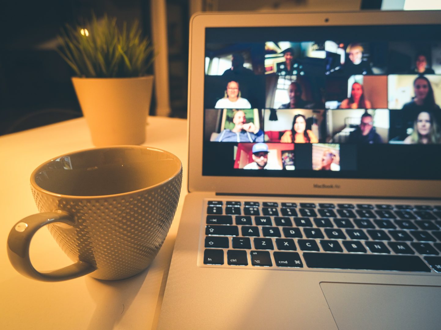 Zoom meeting with a cup of coffee